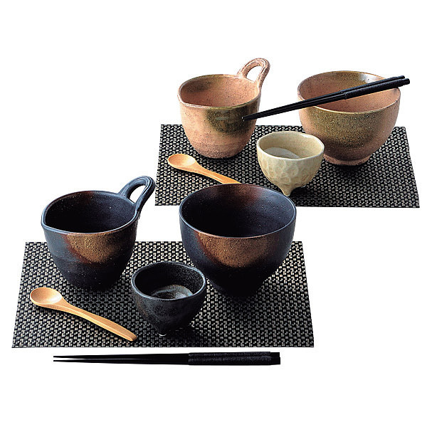 釉変り 組玉子かけご飯揃