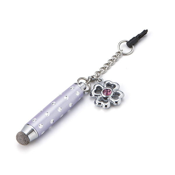 スマホピアス タッチペンストラップ パープル