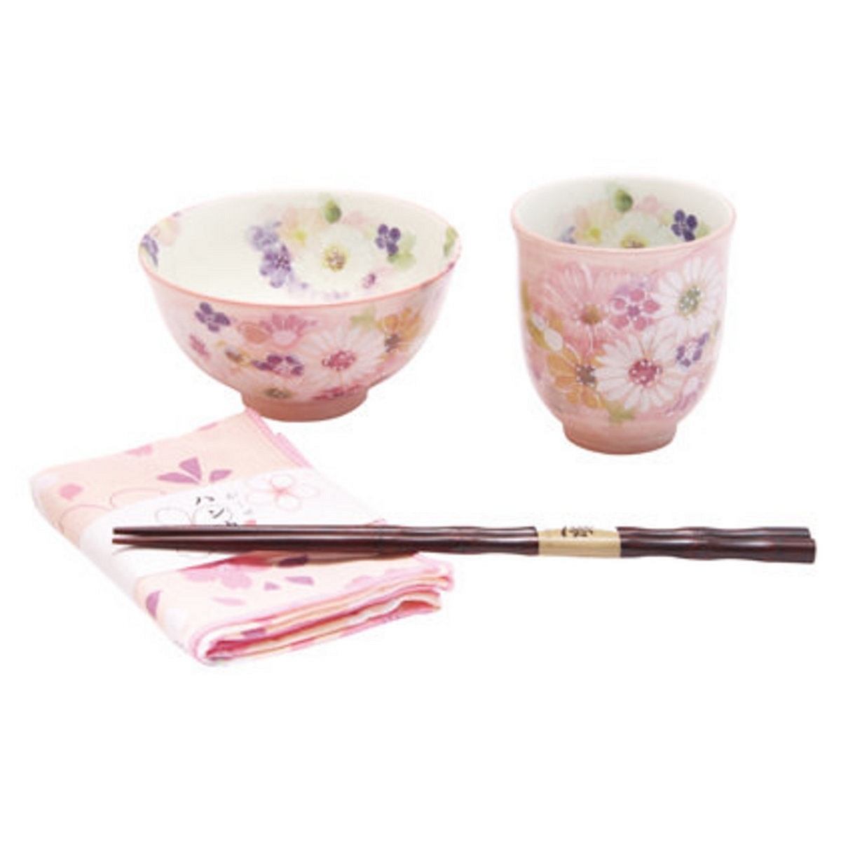 花づくし 飯碗湯呑セット ピンク