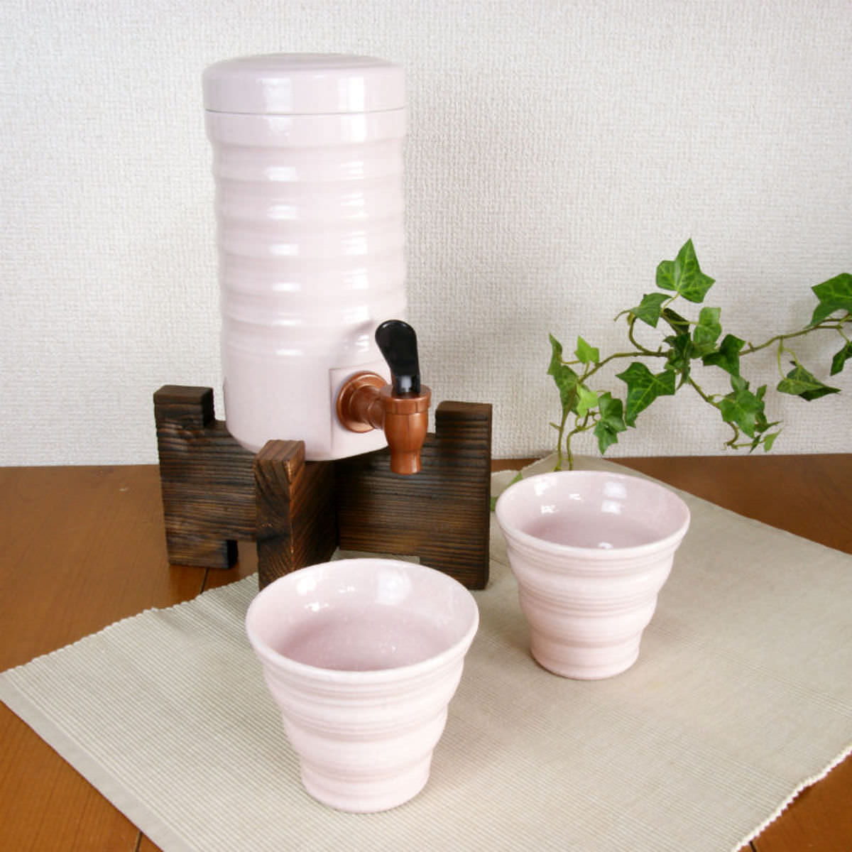 美濃焼 ホームサーバーセット ピンク 0