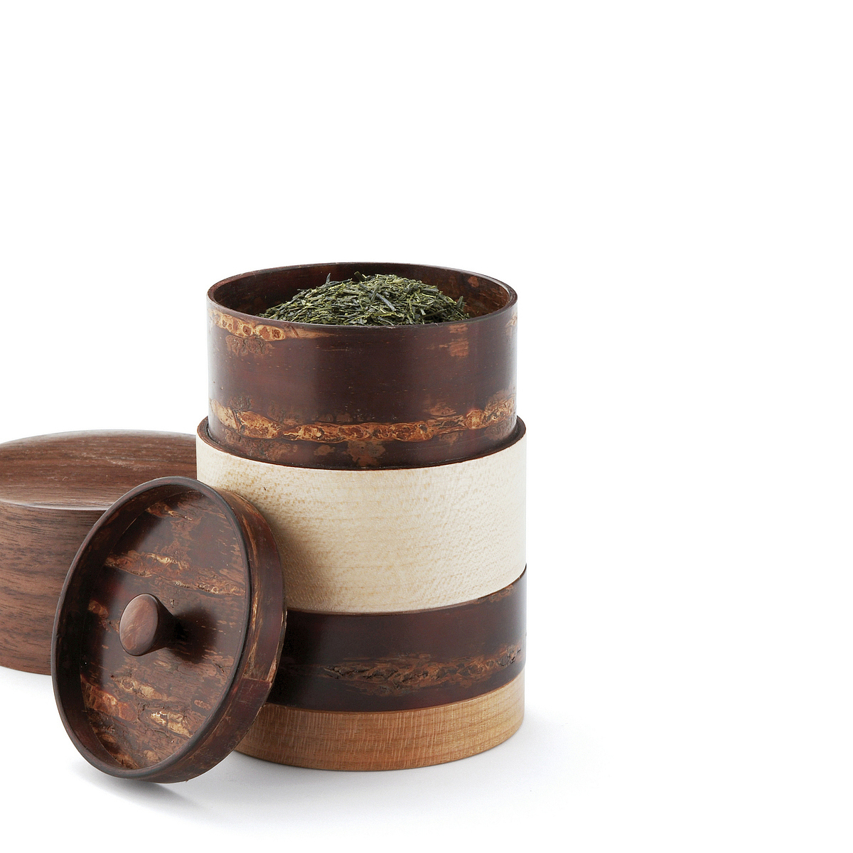 角館 伝四郎 輪筒4色茶筒くるみ 0