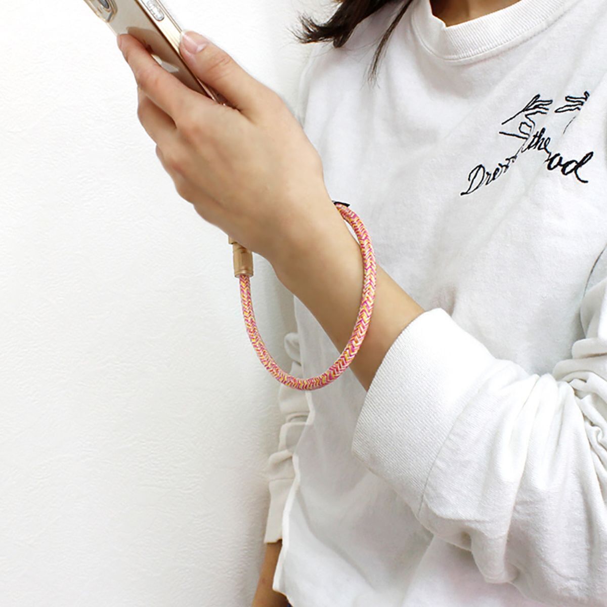 スマホ充電ストラップ TypeC-TypeC ライトピンク 30cm 14