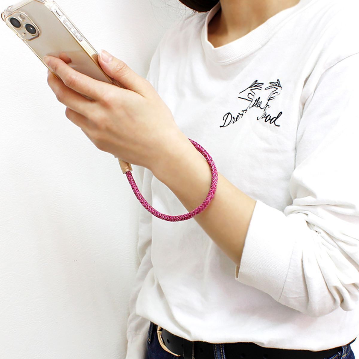 スマホ充電ストラップ TypeC-TypeC ライトピンク 30cm 12