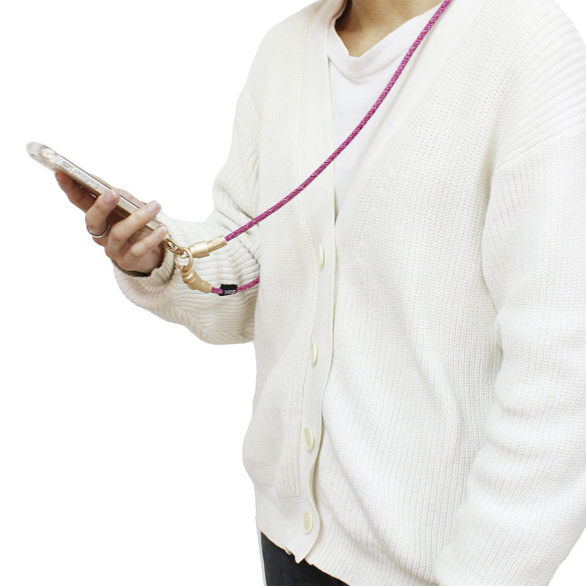 スマホ充電ストラップ TypeC-TypeC ライトピンク 30cm 39