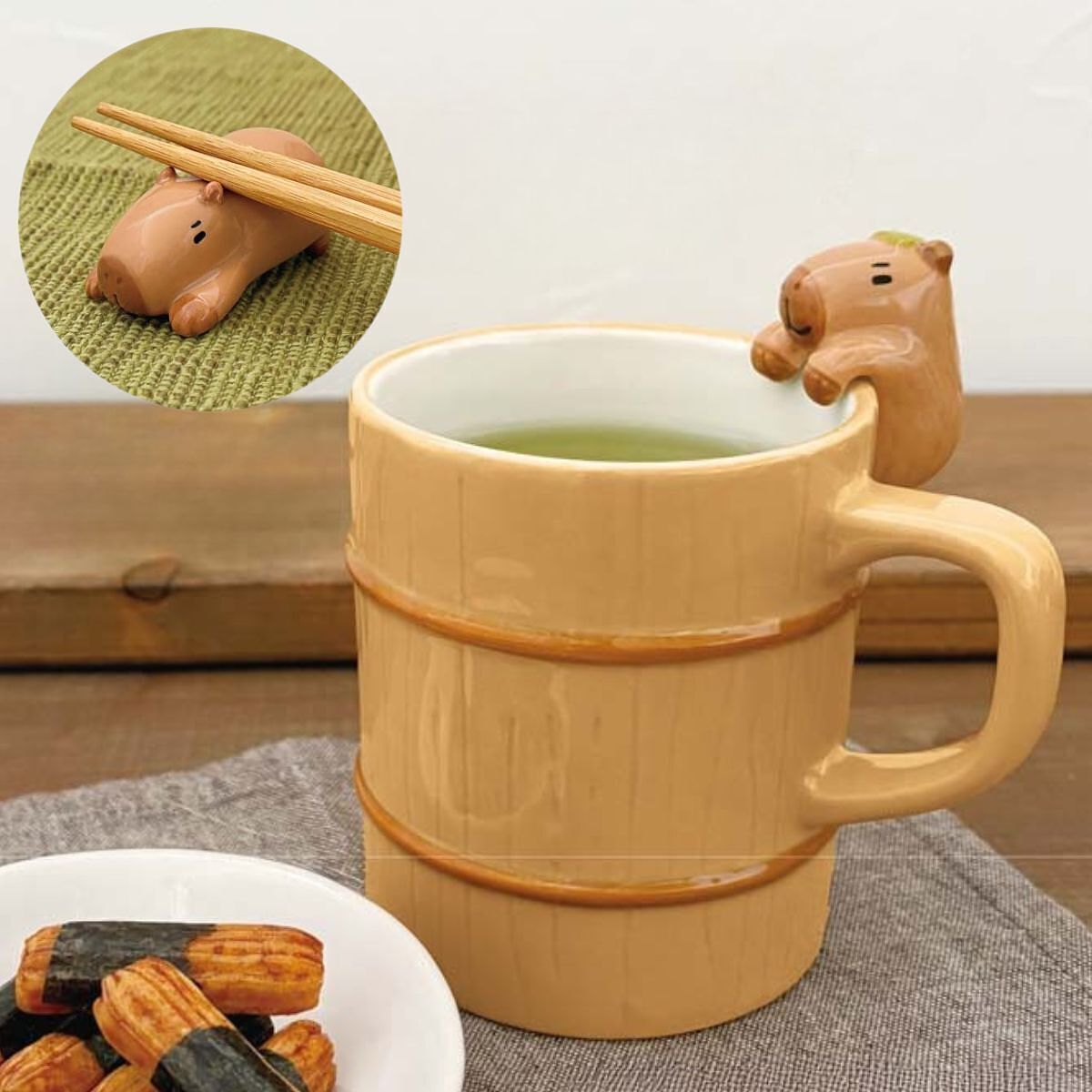 のほほんゆったりマグとカップ麺のフタ留め箸置きセット 0