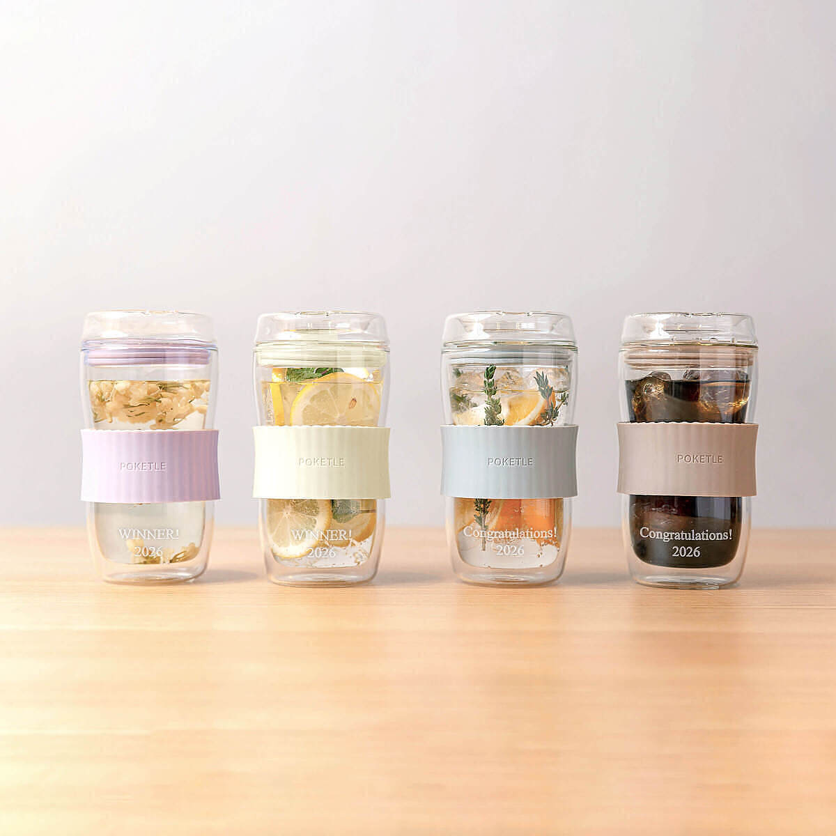 蓋つきガラスタンブラー ビードロ アイボリー ありがとうカード付 12