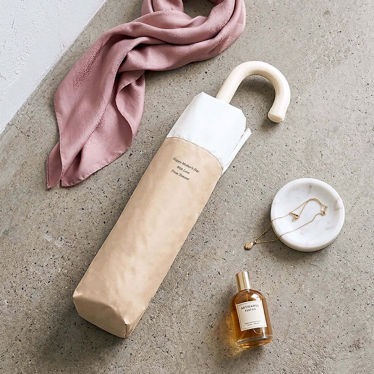 ツートーン ドーム型折りたたみ傘 ベージュ 1