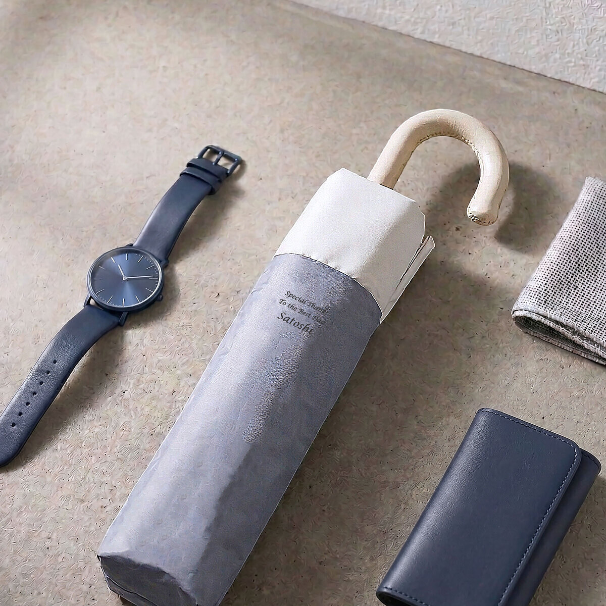 ツートーン ドーム型折りたたみ傘 ベージュ 5