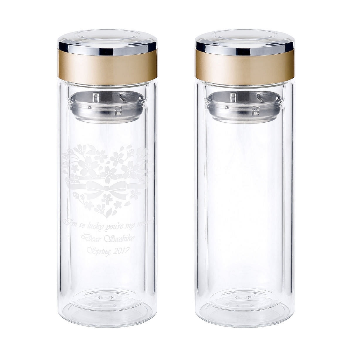 ダブルウォール ガラスマグボトルペア