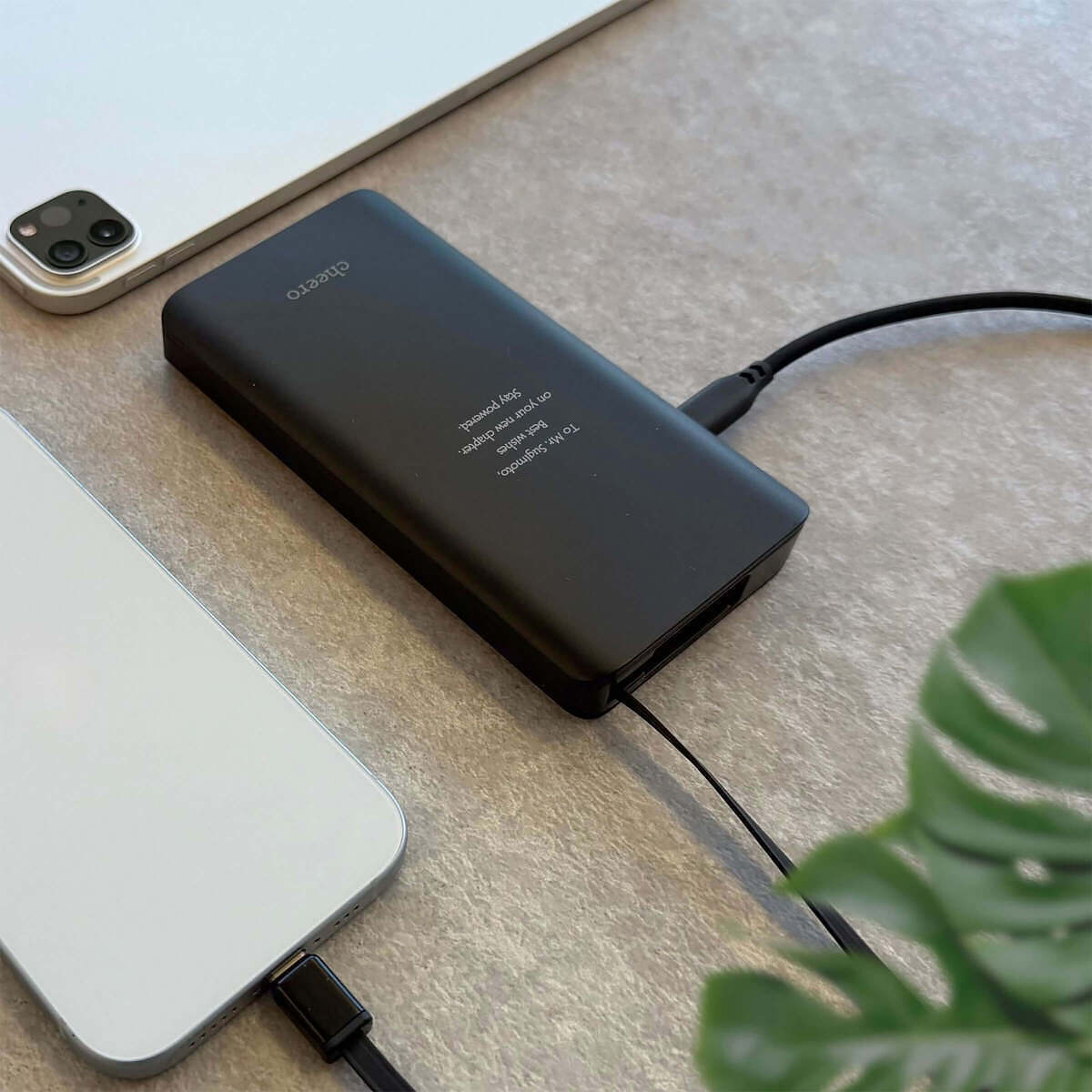 モバイルバッテリー ケーブル一体型 ブラック 4