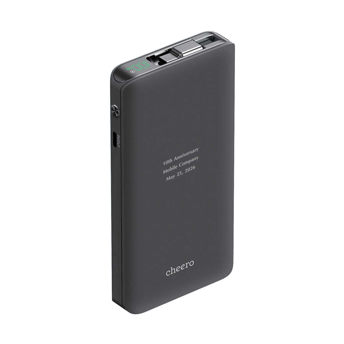 モバイルバッテリー ケーブル一体型 ブラック