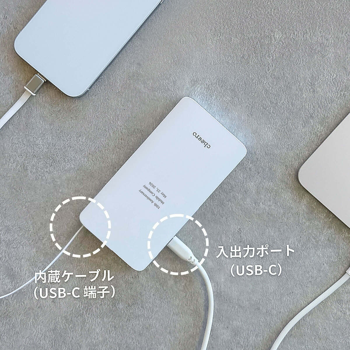 モバイルバッテリー ケーブル一体型 ブラック 9