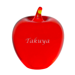 ガラスのリンゴ Orange 名入れ可能