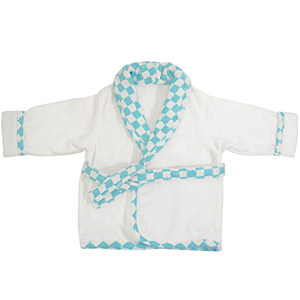バスローブ white&check blue 名入れ可能