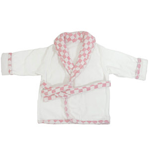 バスローブ white&check pink 名入れ可能