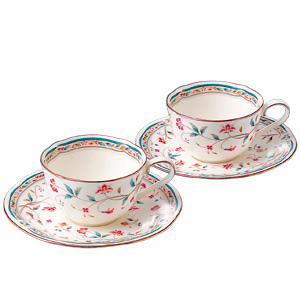 ノリタケ 花更紗 コーヒー紅茶碗皿ペアセット 名入れ可能
