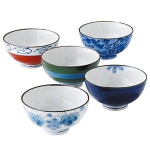 有田焼 染錦絵 変わり茶漬碗 5P 名入れ可能