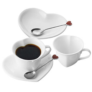 ホワイトハートコーヒーペア スプーン付 名入れ可能