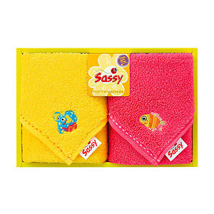 サッシー 無撚糸ソフトミニタオル2P ピンク 名入れ可能