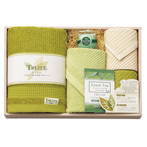 T-LIFE お茶染めタオル・入浴料セット TL2930 名入れ可能