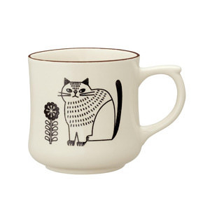 FIKA ネコ柄マグカップ  アイボリー 名入れ可能