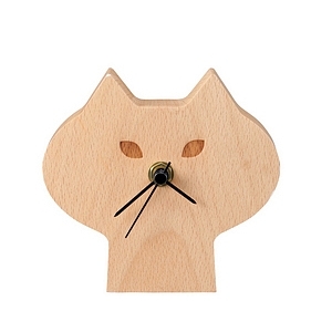 ひげねこ時計 ナチュラル 名入れ可能