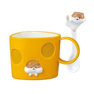 はむころん ひょっこりハムマグ＆脱走スプーン ブラウン 名入れ可能
