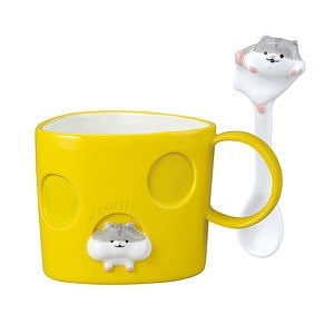 はむころん ひょっこりハムマグ＆脱走スプーン グレー 名入れ可能