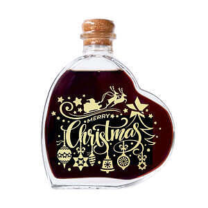 クリスマスハートボトル 赤ワイン 名入れ可能