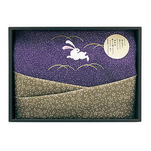 二巾刺繍入両面染 ふろしき1P 紫/緑 名入れ可能