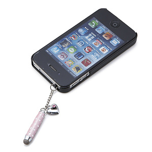 スマホピアス タッチペンストラップ ピンク 0