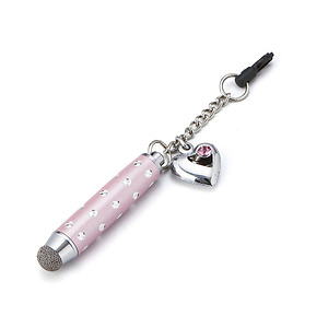 スマホピアス タッチペンストラップ ピンク 名入れ可能