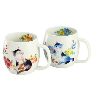 花猫 ペアマグカップ 名入れ可能