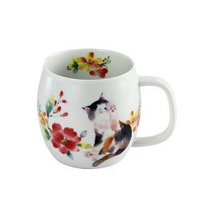 花猫 マグカップ レッド 名入れ可能