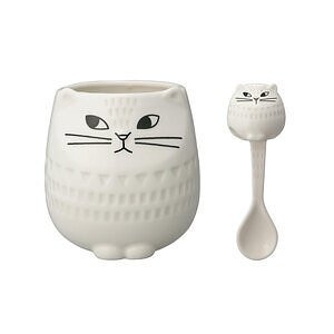 FIKA ねこ マグ＆スプーン ホワイト 名入れ可能