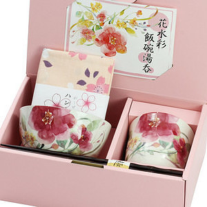 花水彩 飯碗湯呑 (ハンカチ付) 0