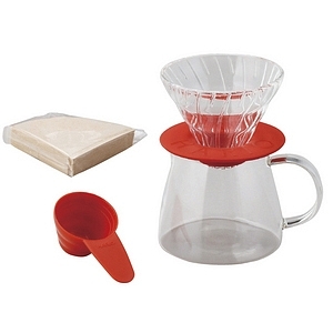 ハリオ V60グラスドリッパー＆ポット・クレール コーラル 名入れ可能