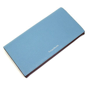 Semper&cote 牛本革型押し 長財布 ブルー 名入れ可能