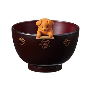 しるワン 汁椀・箸置きセット 茶プードル 名入れ可能