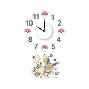 ポケモン ウォールクロックステッカー ピカチュウ＆イーブイ 名入れ可能