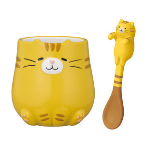 Nekochill おすわりねこマグ & しっぽねこスプーン とら 名入れ可能