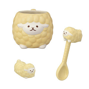もこもこメリー メリノ マグ＆スプーン＆箸置き 名入れ可能