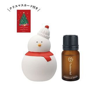 雪だるまとクリスマス アロマギフトセット レッド 名入れ可能