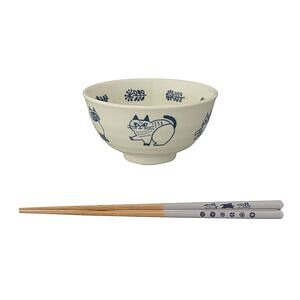 fikalycka 茶碗＆箸セット ネイビー 名入れ可能