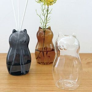 ネコの一輪挿し ブラウン 1