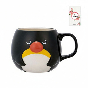 ぽってりマグ ペンギン ありがとうカード付 名入れ可能