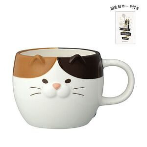 ごろごろねこマグ 三毛猫 みたらし 誕生日カード付 名入れ可能