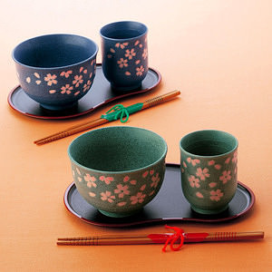 いろどり小花 ペア茶漬碗揃 名入れ可能