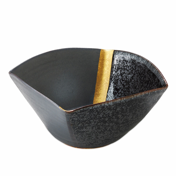 天目結晶掛分け金 角鉢 今村博作