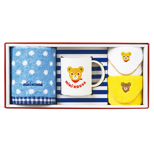 ミキハウス ビビット ハンド・ミニタオル＆マグカップセット ブルー